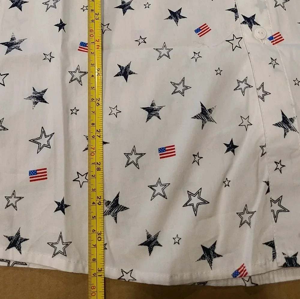 NWOT Haggar mens shirts sz.XXL short sleeve Cotton blue red white  stars & flag